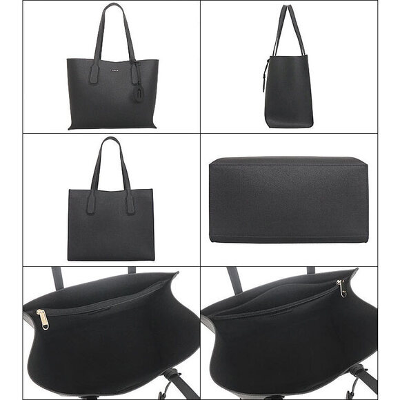 Furla Leather Shoulder Tote Bag Onyx Black Nero Black Collection - Picture 2 of 3